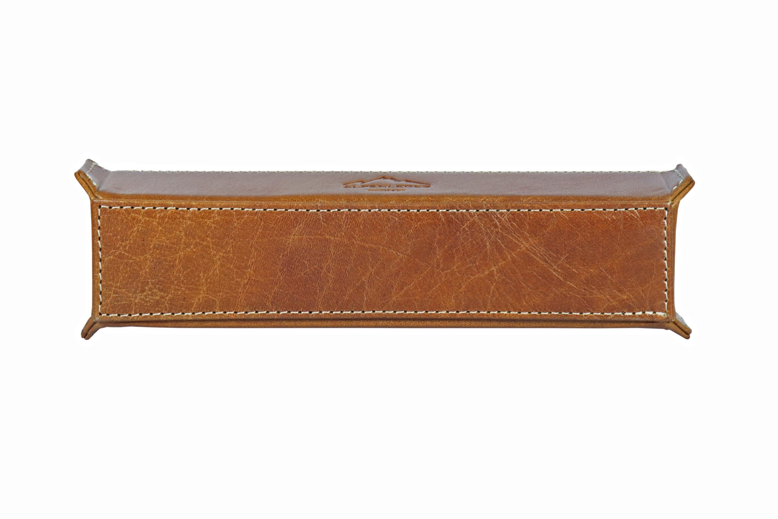 Alpenleder Stifteschale - Modell: ZENTA (Handgefertigt) - Nachhaltiges Bio-Leder aus regionaler Landwirtschaft | Stifteköcher leder *Fair Produziert* (19x4cm) (Cognac)