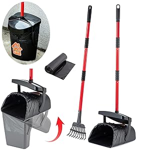 Pooper Scooper Large Swivel Bin & Rake for Large & Small Dogs