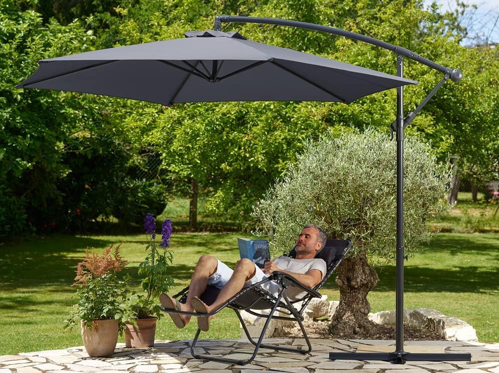 Kingsleeve® Sonnenschirm Sochi UV-Schutz 80+ mit Ständer 330cm Kurbel Alu schwenkbar neigbar Garten Terrasse Balkon 3,3m Ampelschirm UV Groß