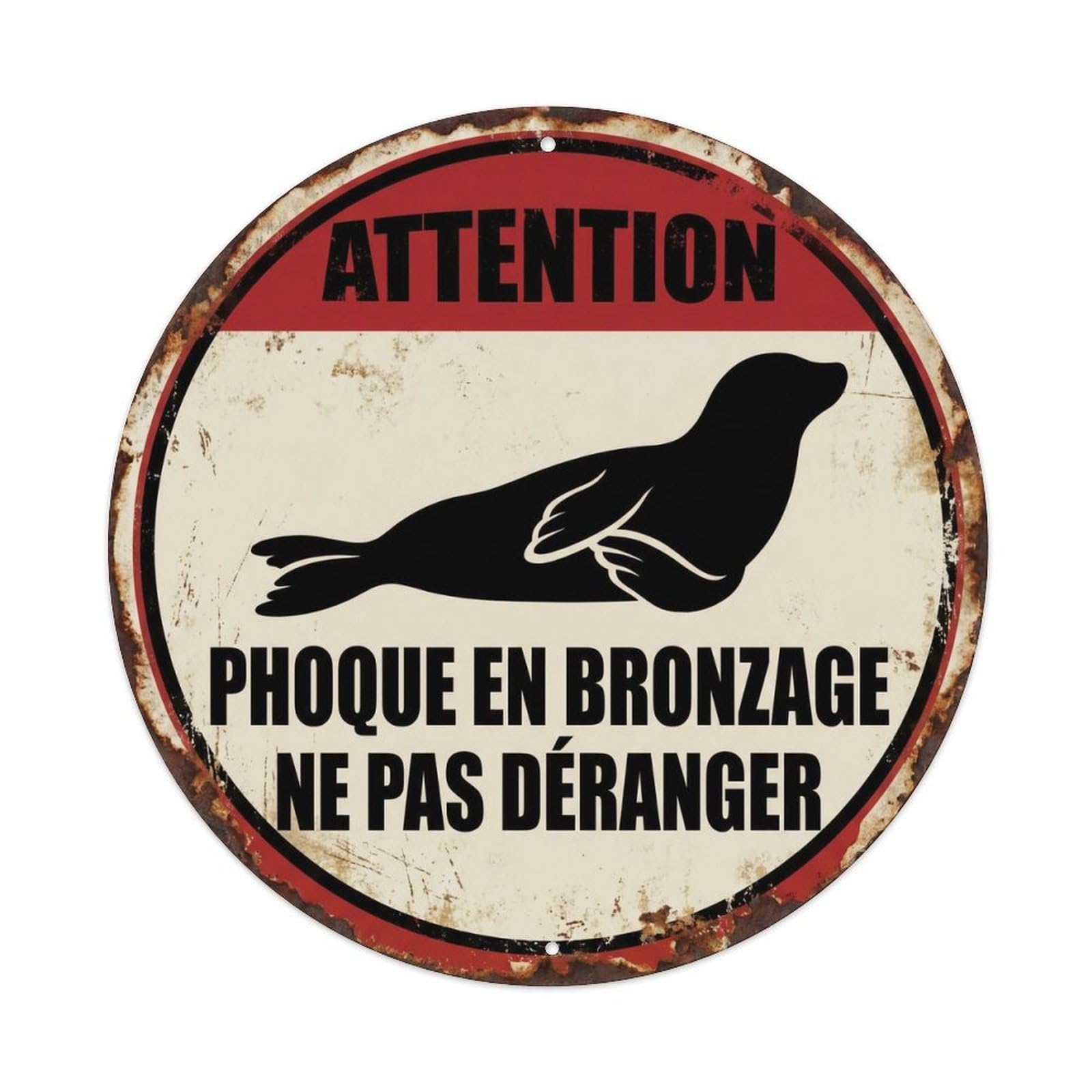 Vintage Lazy Seal Sunbathing Zone Metal Tin Sign Plaque