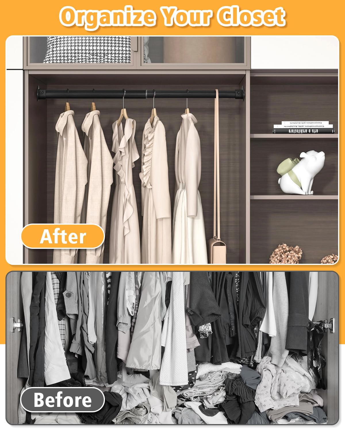 Clothes Rack Post Snapklik.com : Closet Rod, 17 To 64 Inch Heavy Duty Adjustable Metal ...