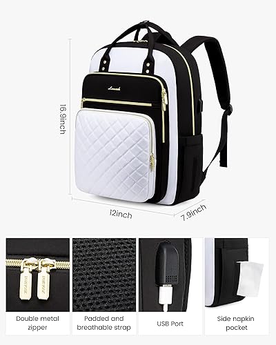 Miniatura 3 de LOVEVOOK Mochila para computadora portátil para mujer, mochila para trabajo de viaje, bolsa de computadora para enfermera, profesora, bolsa de