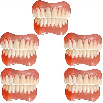 Instant Dentures Perfect Smile Reusable Detachable Silicone Cosmetic Veneer Upper and Lower Natural Shade Comfort Fit Dental Prostheses for Men and Women,5pc