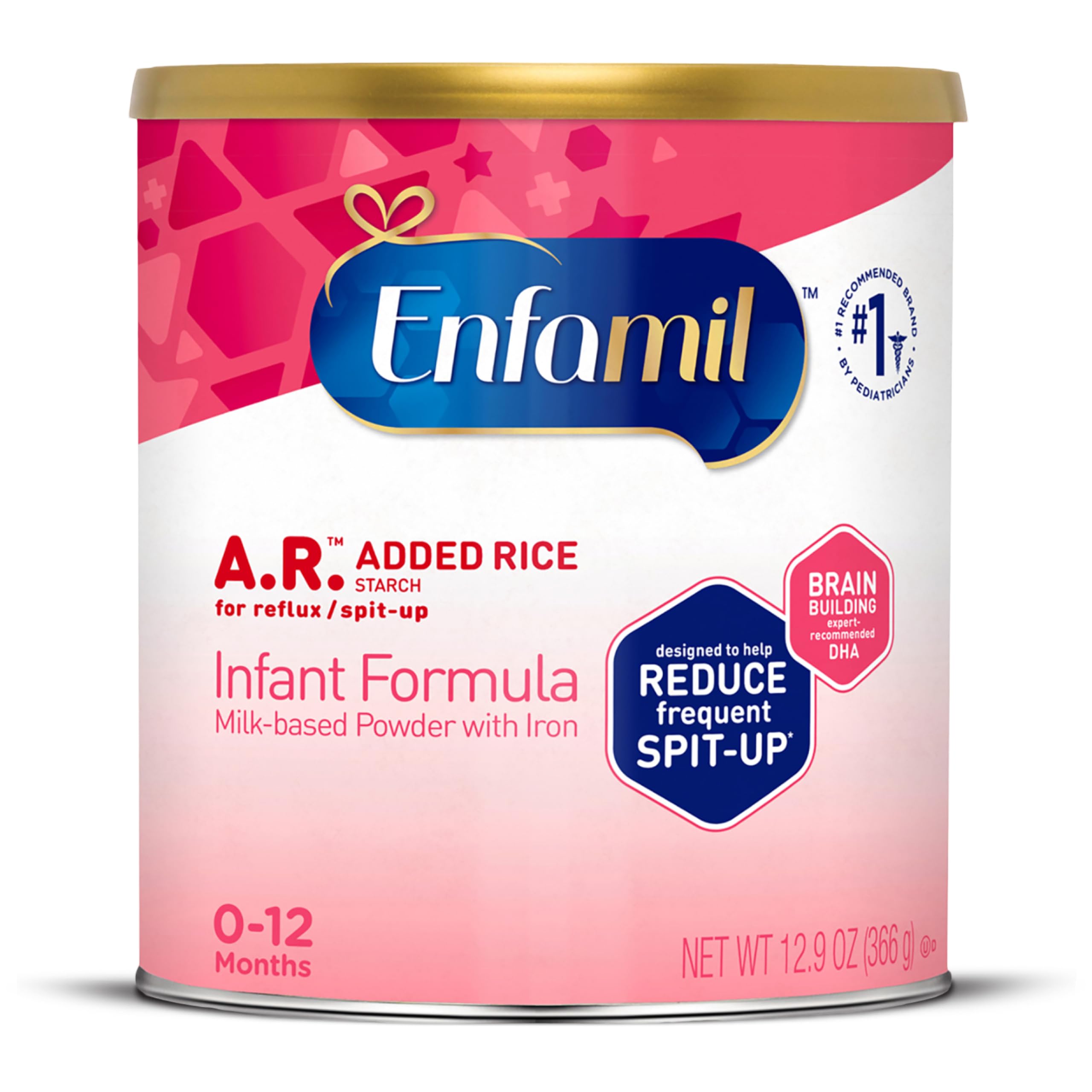 Enfamil A.R. Infant Formula, Reduces Reflux & Frequent Spit-Up, Expert Recommended DHA for Brain Development, Probiotics to Support Digestive & Immune Health, Powder Can, 12.9 Oz