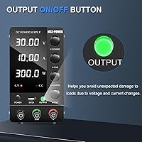 Vista 3 de NICE-POWER Fuente de alimentación CC variable 30V 10A, fuente de alimentación de banco de CC regulada de conmutación ajustable con interruptor