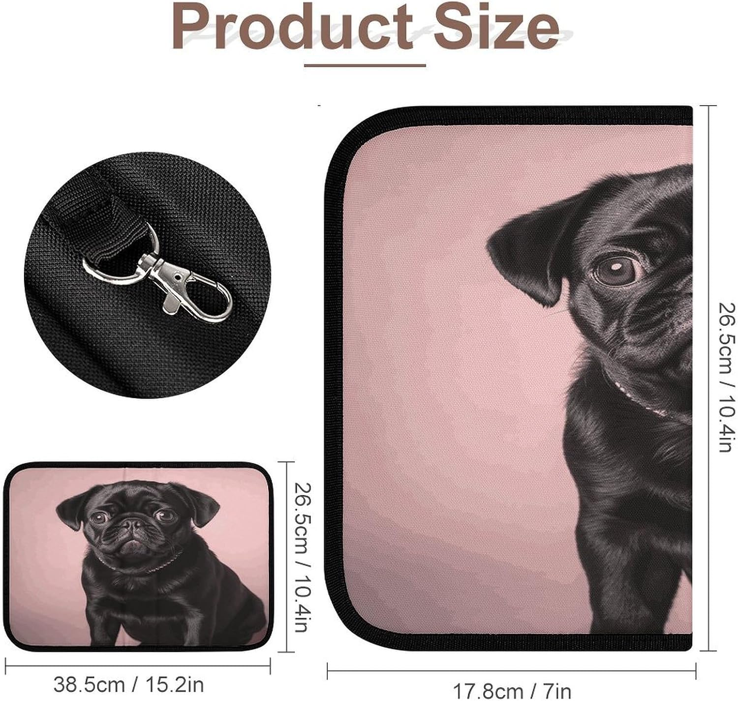 Cute Black Pug Tool Bag Organizer Bag Zipper Pouches image 2