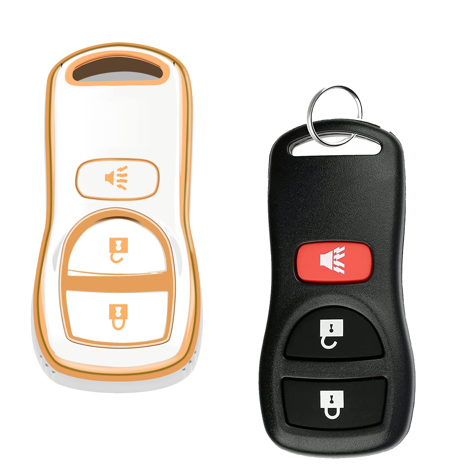 WSAuto Key Fob Cover Compatible with Nissan Xterra Titan Armada Frontier Quest Sentra Infiniti FX35 FX45 QX4 Accessories Soft TPU Protection Case