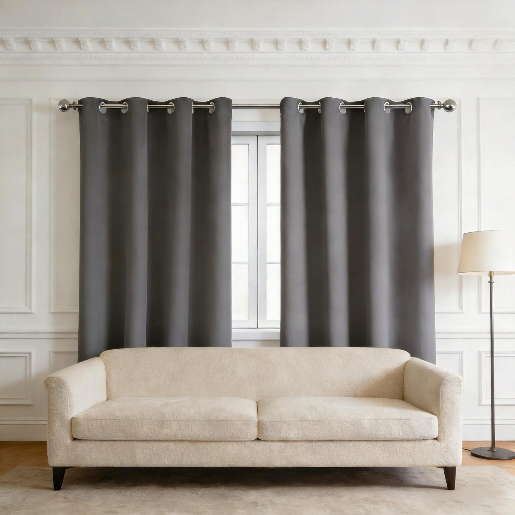 Rideau thermique isolant anti froid gris 250 x 260 cm pour bloquer la lumière