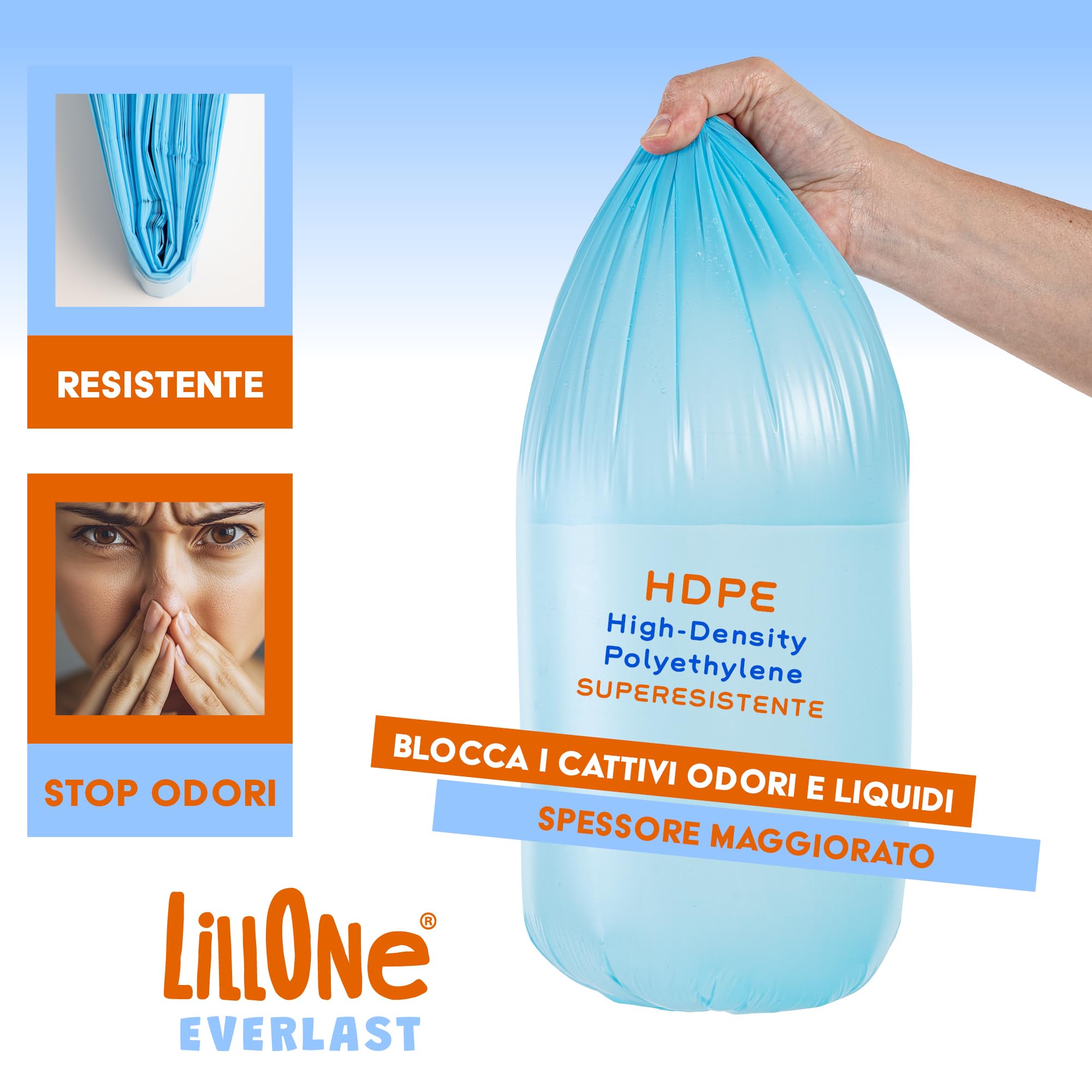 LillOne EVERLAST 9 Ricariche Mangiapannolini Universali Extra Lunghe 6,5 m Spessore Maggiorato Anti Odore e Perdite Compatibili con Angelcare, Maialino Foppapedretti, Tommee Tippee, LitterLocker