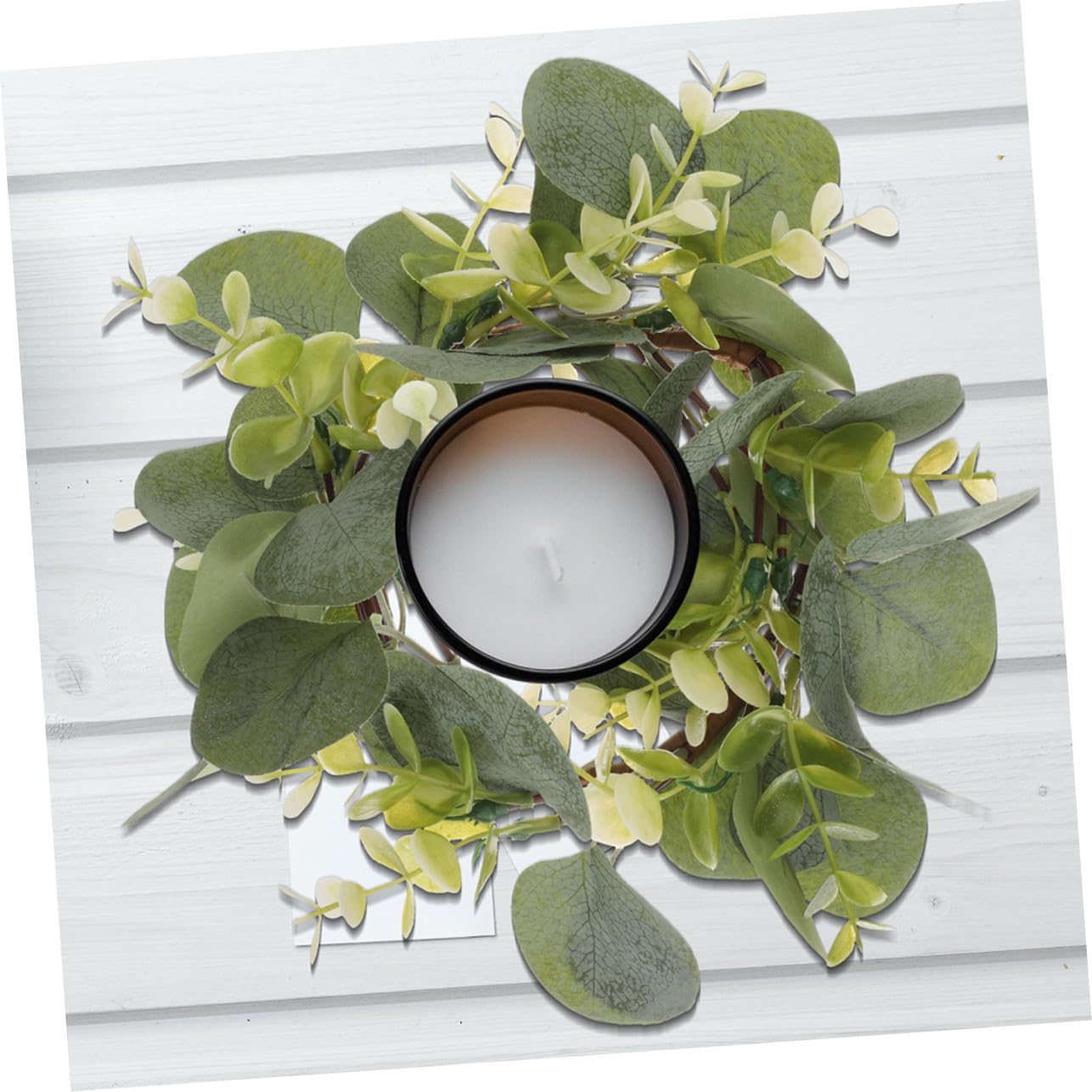 6 Stück Künstliche Eukalyptus Kranz Kerzenringe Langlebige Dekorative Blattgirlanden für Tischdeko Party Hochzeit Indoor Outdoor Gebrauch Rustikale Gartenatmosphäre