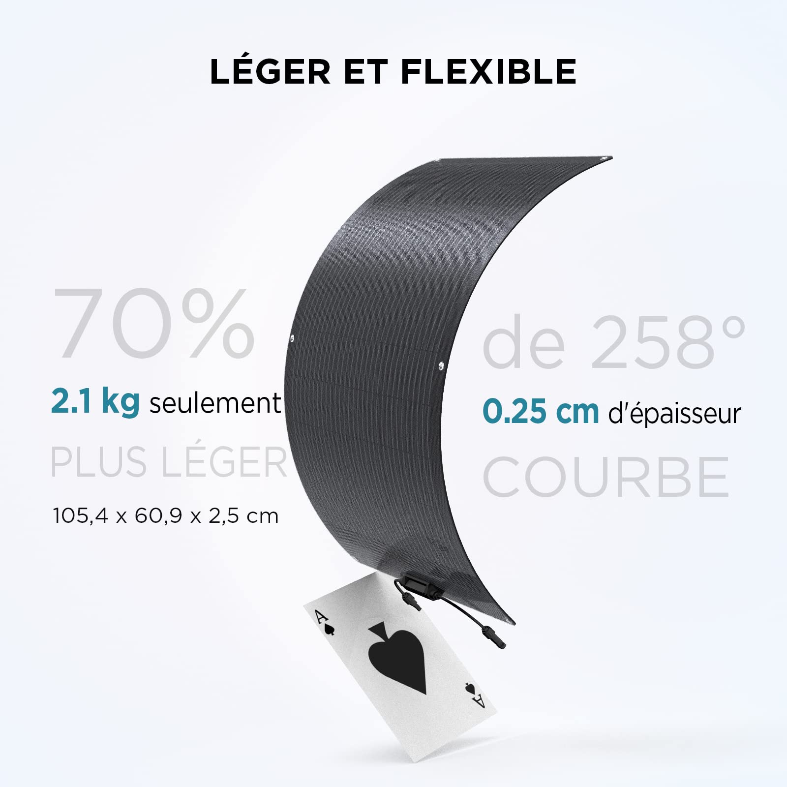 Panneau solaire flexible EcoFlow 100 W avec modules solaires haute efficacité et de niveau d'étanchéité IP68, prévu pour les toits, les camping-cars, balcons,etc