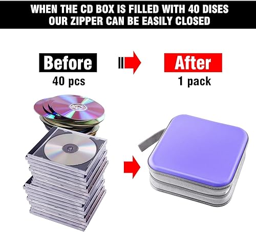 Miniatura 10 de Funda para CD, soporte para cartera de DVD, funda para CDDVD, 40 discos resistente, carpeta de almacenamiento, álbum (negro)