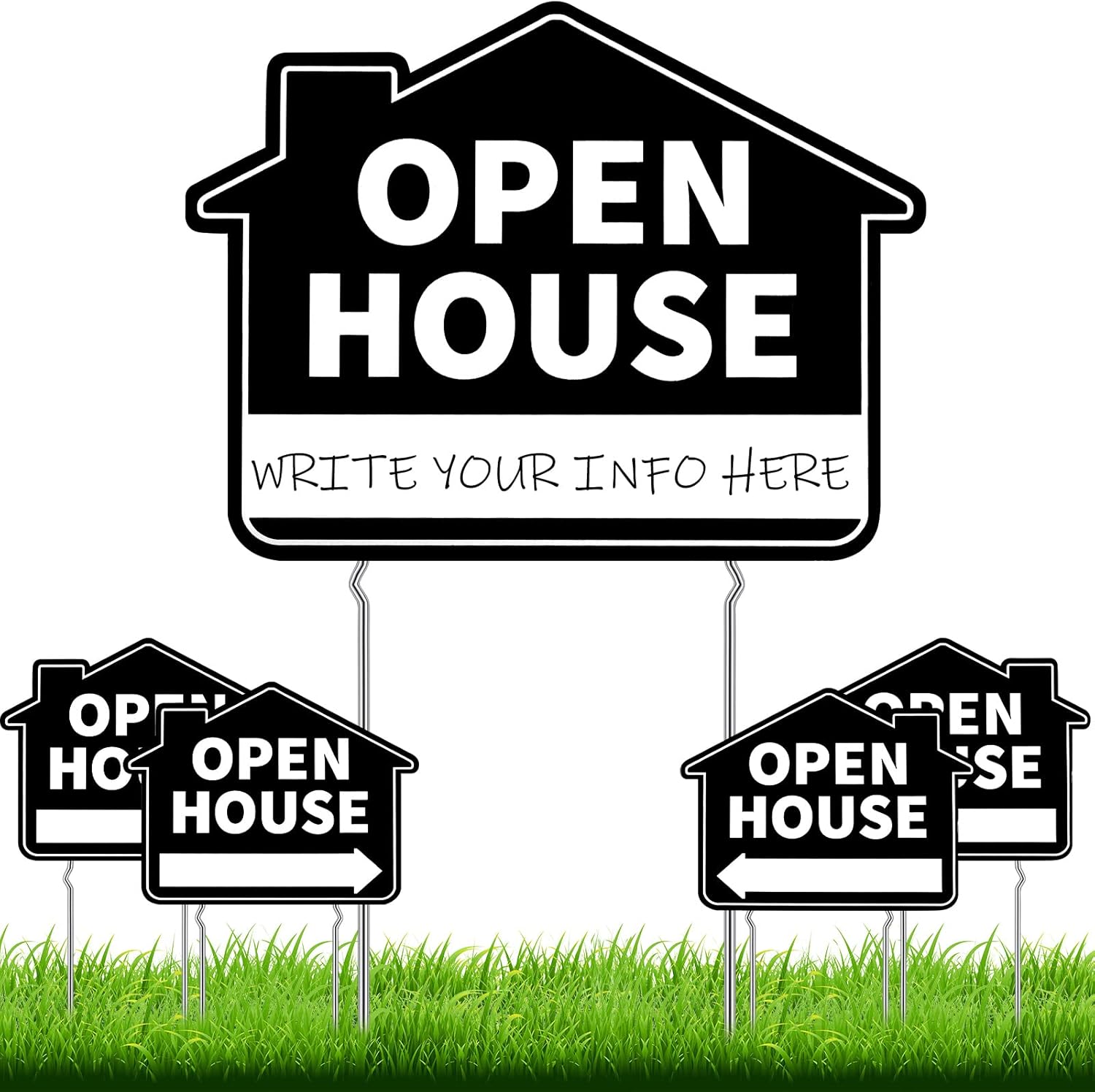 5 Pcs Open House Signs for Real Estate with Stakes 12 x 16