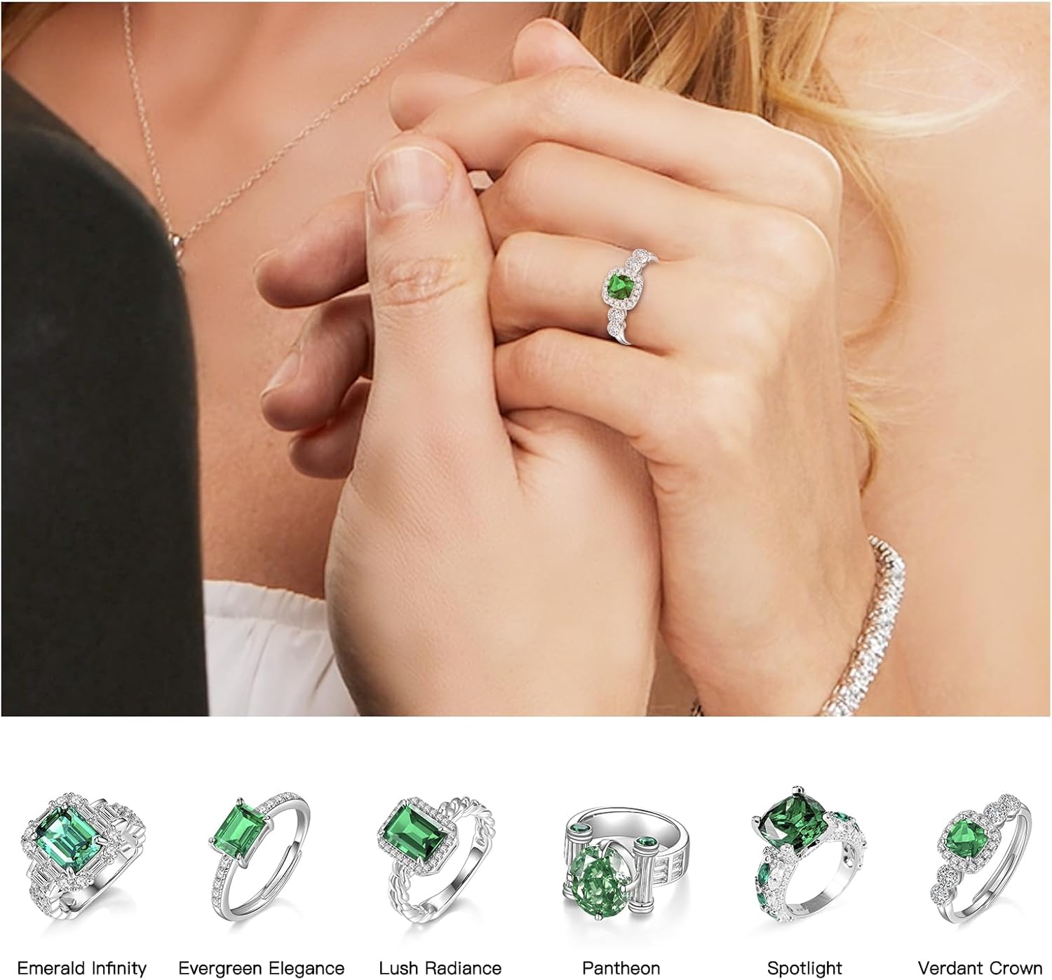 925 Sterling Silver Ring, Emerald Birthstone Ring, Fashionable Women's Gemstone Ring, Engagement Promise Ring, Women's Jewelry, Engagement, Anniversary, Valentine's Day Gift - Image 2