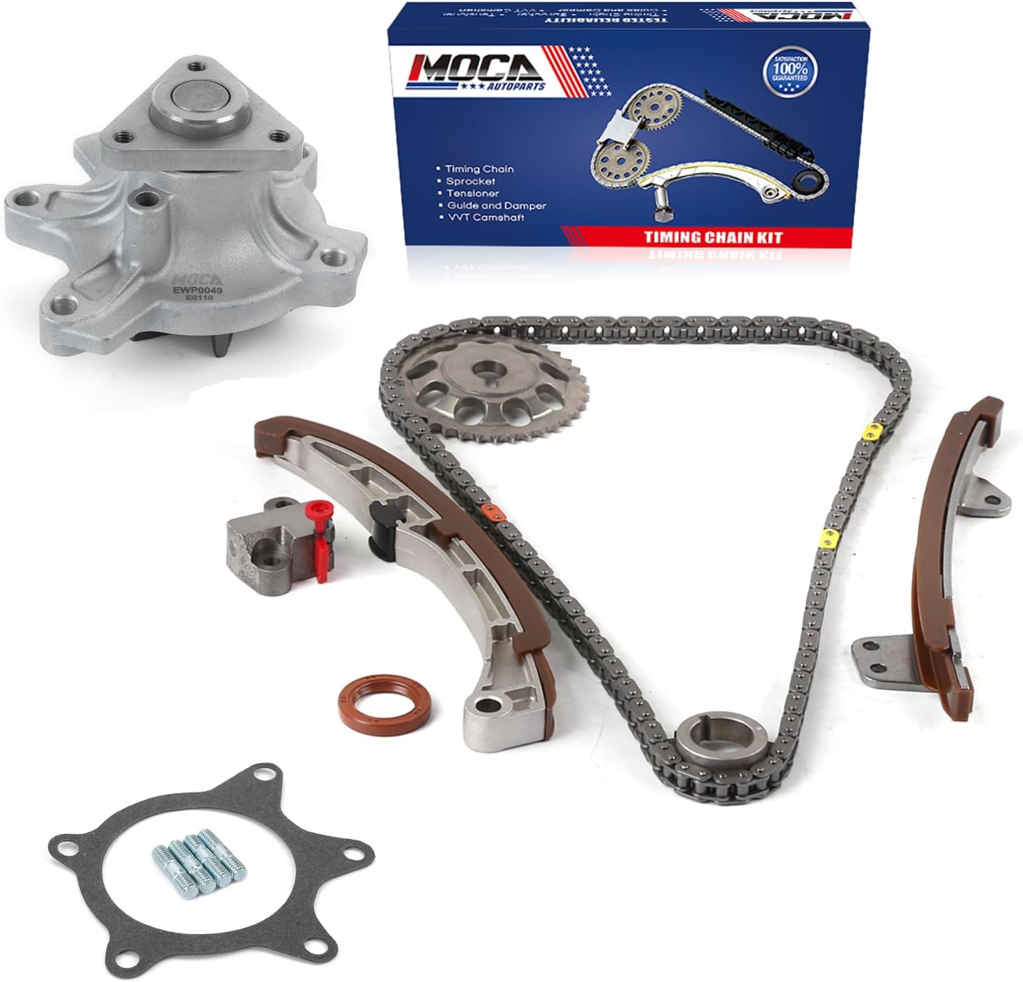 MOCA Timing Chain Kit & Water Pump Fit 2004-2006 for Scion XA XB & 2004-2009 for Toyota Echo Prius & 2006-2012 for Toyota Yaris 1.5L L4 1NZFE 1NZFXE