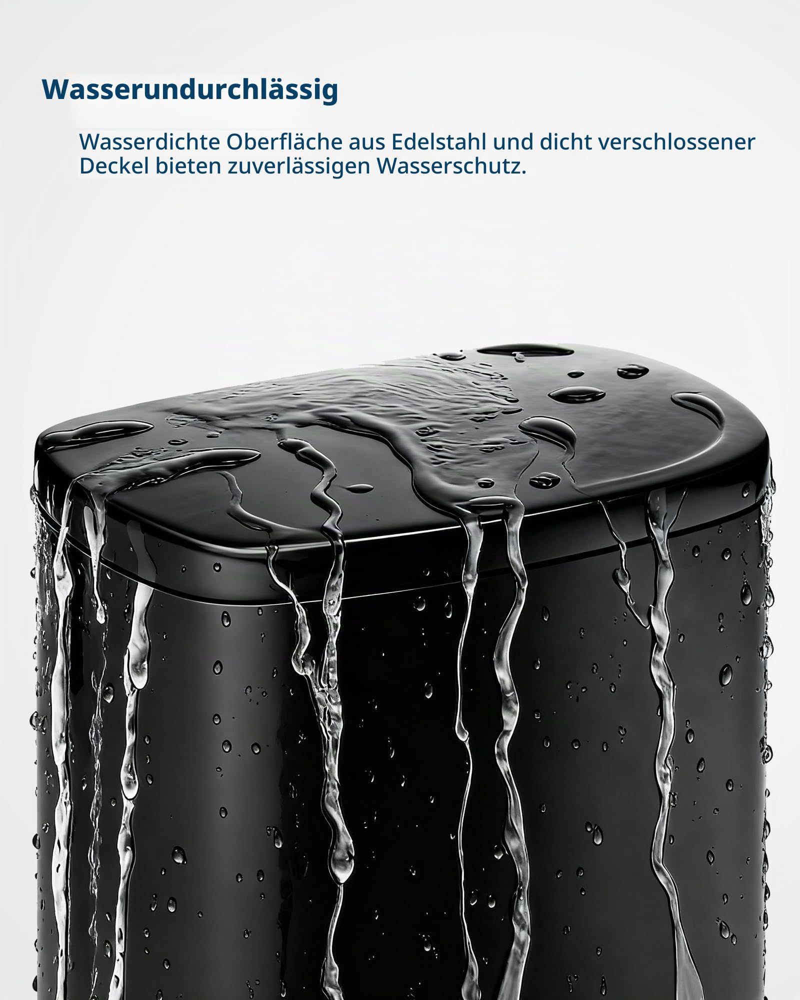 GarveeHome 50 Liter- und 10 Liter-Metallmülleimer-Set, rostfreier Küchen Mülleimer mit Deckel, pedalbetätigter Mülleimer mit Inneneimer, Griff an der Rückseite, Schwarz