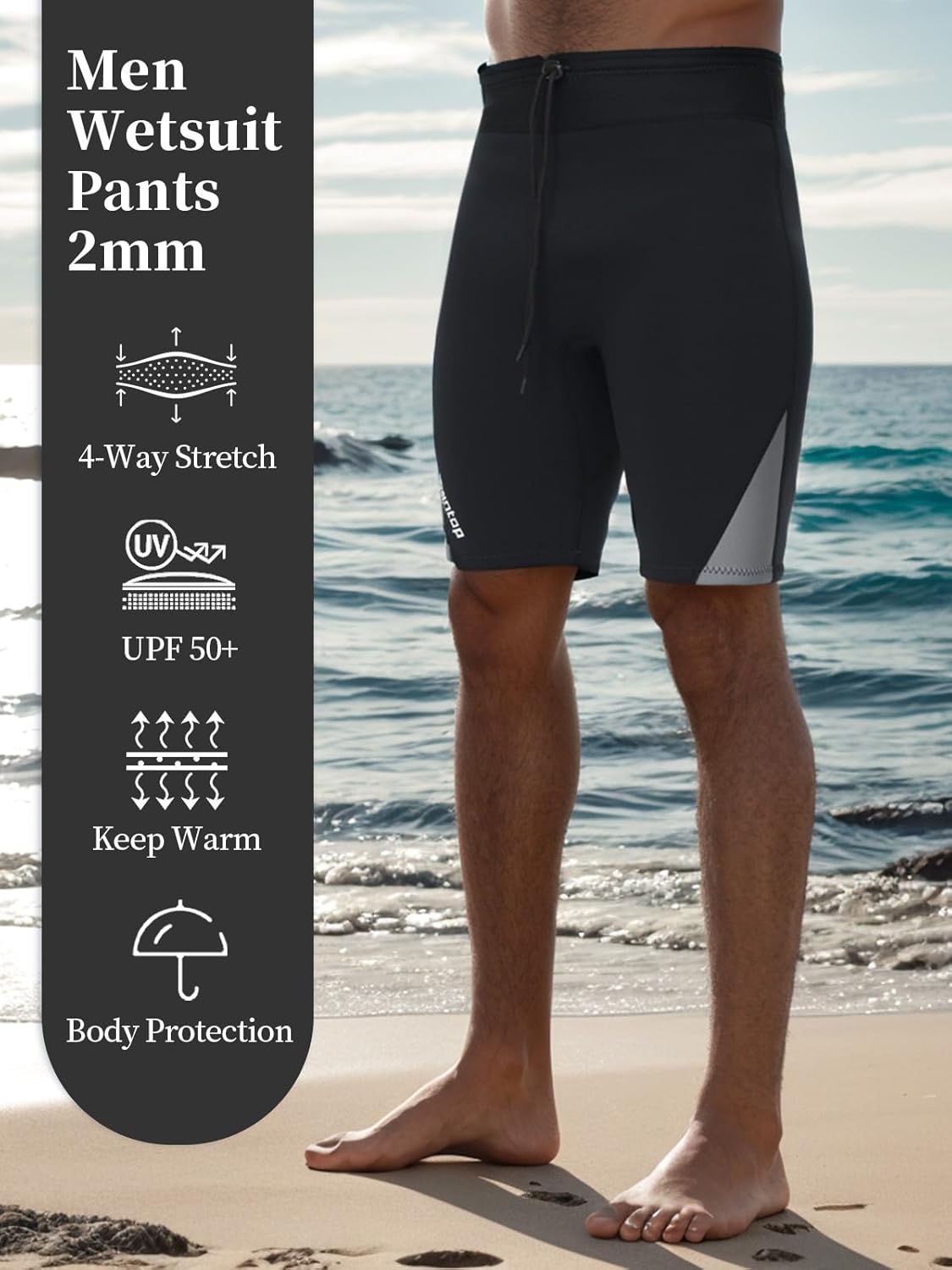 Owntop Neoprene Shorts 2MM | Wetsuit Pants Womens & Mens | Adjustable Waistband | Lightweight & Flexible | All Watersports - Surfing, Snorkeling, Swimming