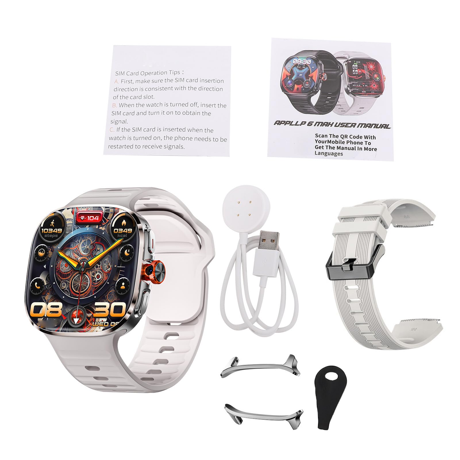 Lazmin112 Inteligentny Zegarek 4G, Wi-Fi, Gps, Bt, Tłumaczenie Ai, Połączenia Telefoniczne, Gniazdo Karty Nano Sim, Monitor Aktywności Fizycznej, Nfc, Aparat Fotograficzny, 32 Gb (Złoty)