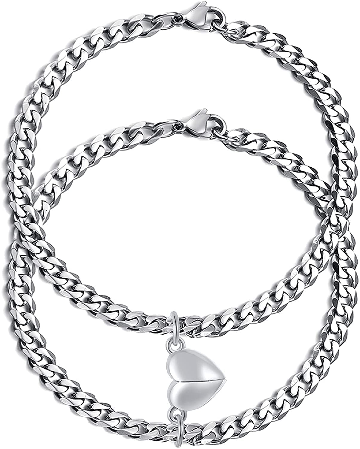 DEALNUT Bracelets for Women Men, Stainless Steel Heart Magnet Couple Bracelets, Matching Bracelets for Boyfriend and Girlfriend (PACK OF 2 PIECES) (B0B6T19FTW) Amazon Price History, Amazon Price Tracker
