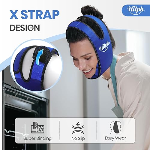 Vista 4 de Hilph Wisdom Teech - Envoltura de cabeza con paquete de hielo, paquete de hielo de mandíbula con correa X para cirugía oral facial, ATM, extracción
