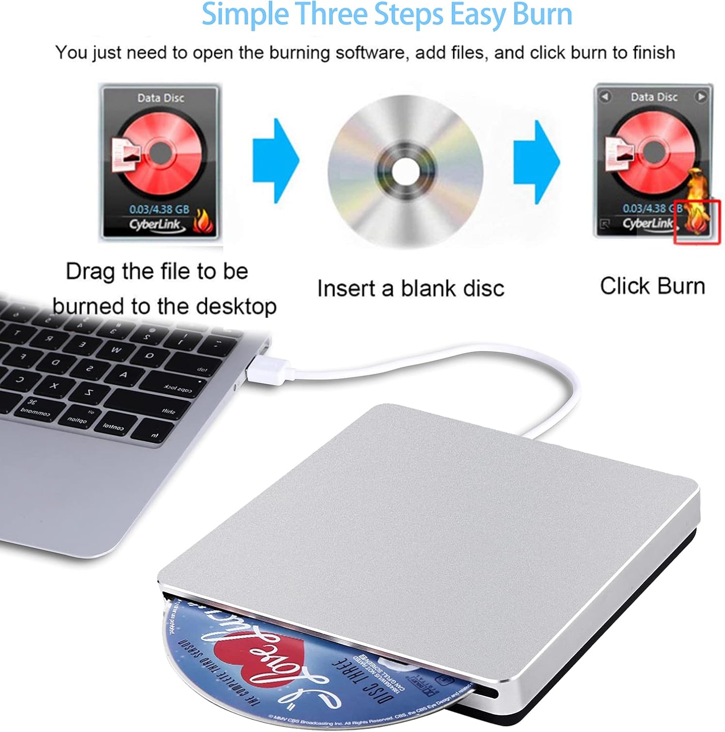 Buy Guamar External DVD Drive,USB Type C Superdrive CD/DVD+/RW Burner