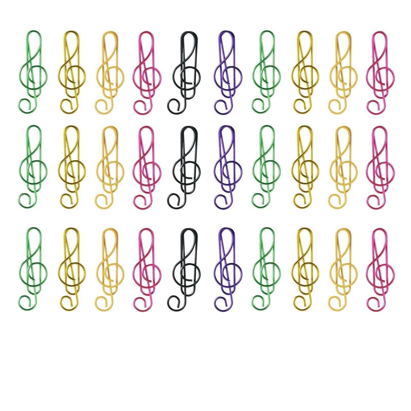 100 Stück niedliche Büroklammern mit Musiknotenmotiv, mehrfarbige Metall-Lesezeichen for Musikliebhaber, z. B. for Partyeinladungen Für Büro