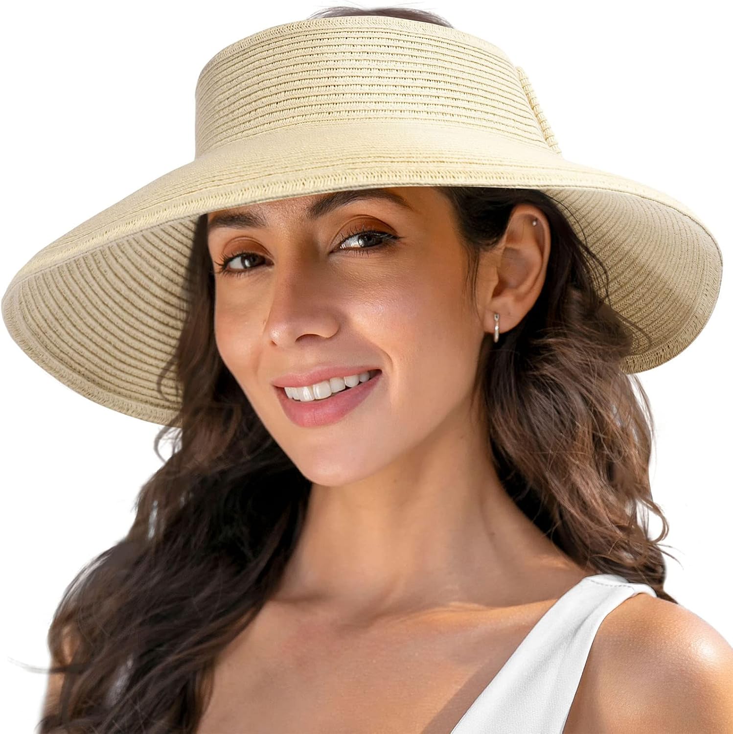 Packable Straw Visor Hat 