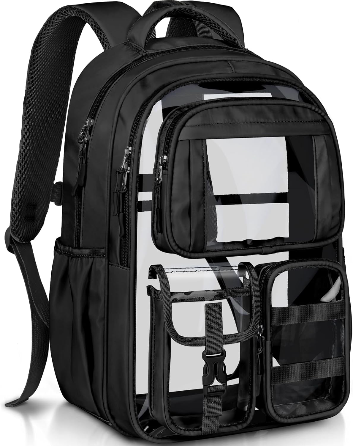 PAMANO Clear Backpack for Girls, Heavy Duty Transparent Bookbag for Kids, See Through Cute Backpacks for Elementary Primary School Work Sport Travel - Black