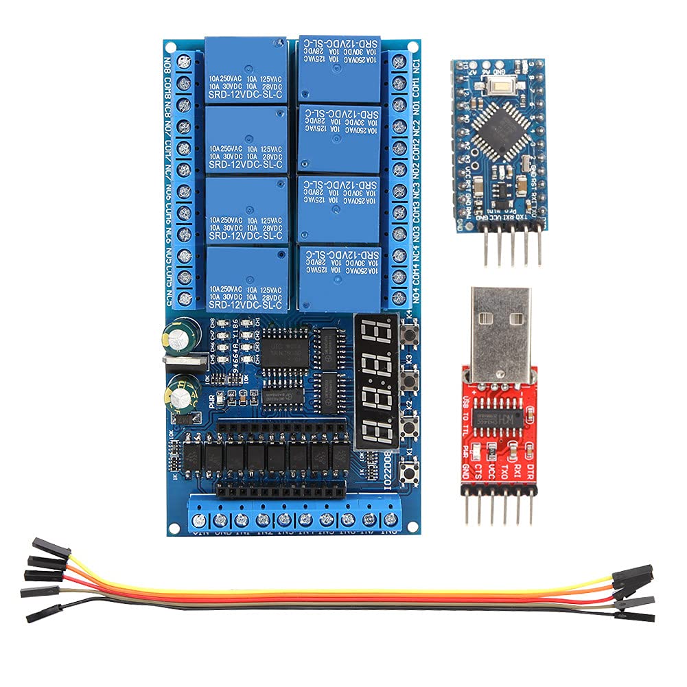 Modulo Schermatura relè Mini PLC DC 12V a 8 Pro, Scheda Interruttore Timer di Ritardo Ad Alte Prestazioni per Progetti, Ideale per Applicazioni di Controllo Motore e Temporizzazione