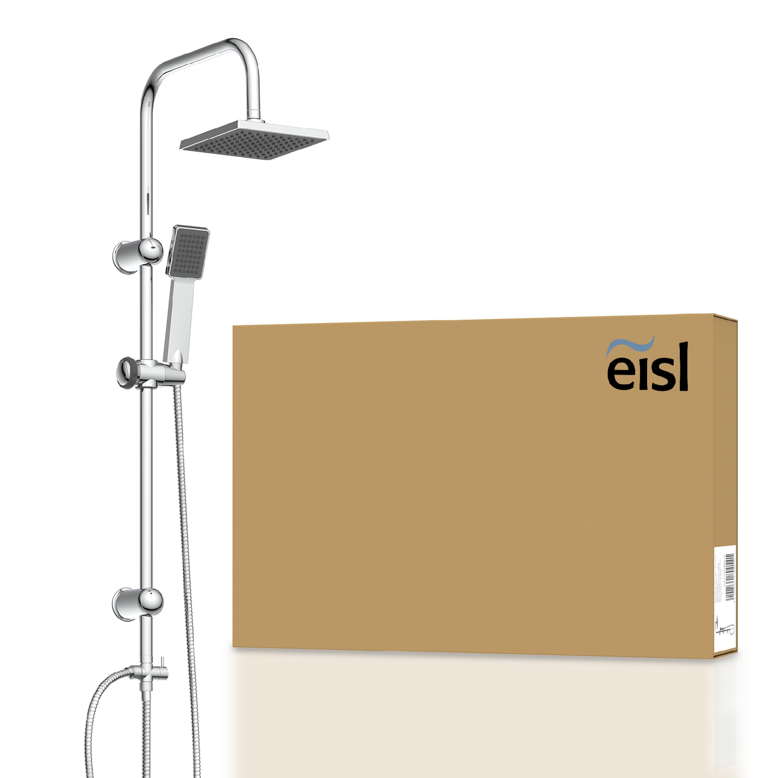 Zestaw prysznicowy EISL EASY ENERGY, system prysznicowy 2 w 1 z dużą głowicą prysznicową (170 x 170 mm) i główką prysznicową, głowica prysznicowa bez termostatu
