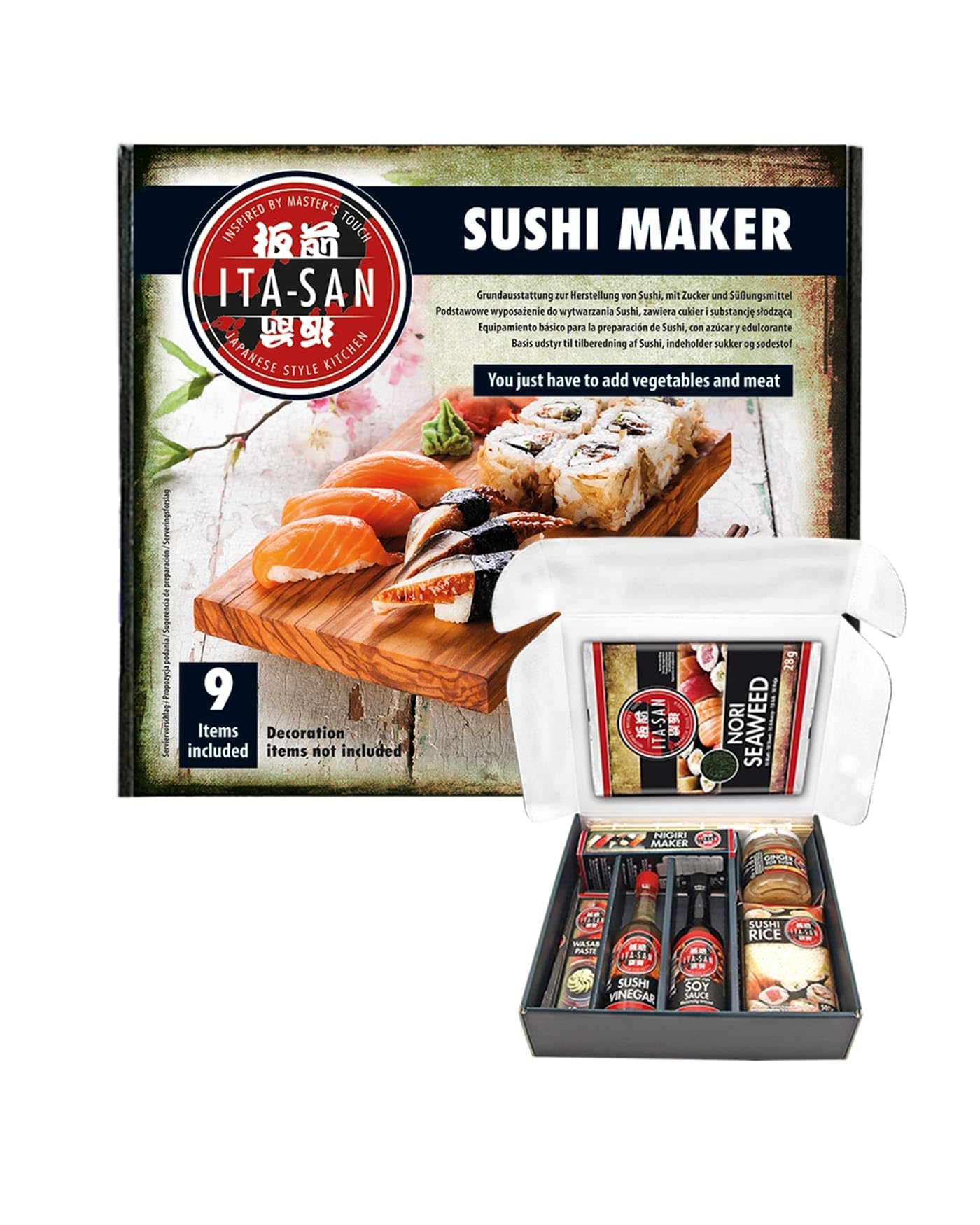ITA-SAN, Sushi Set (9-teiliges Komplett Set, Ideal für Anfänger, zum Ausprobieren oder zum Verschenken) 1er Pack