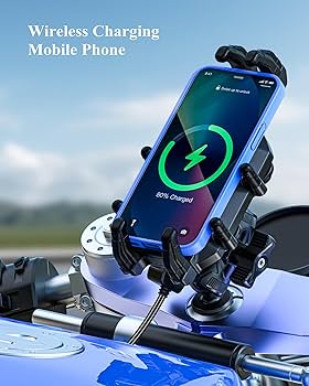 ケース Amazon.com: BRCOVAN Motorcycle Fork Stem Phone Mount with Qi 15W