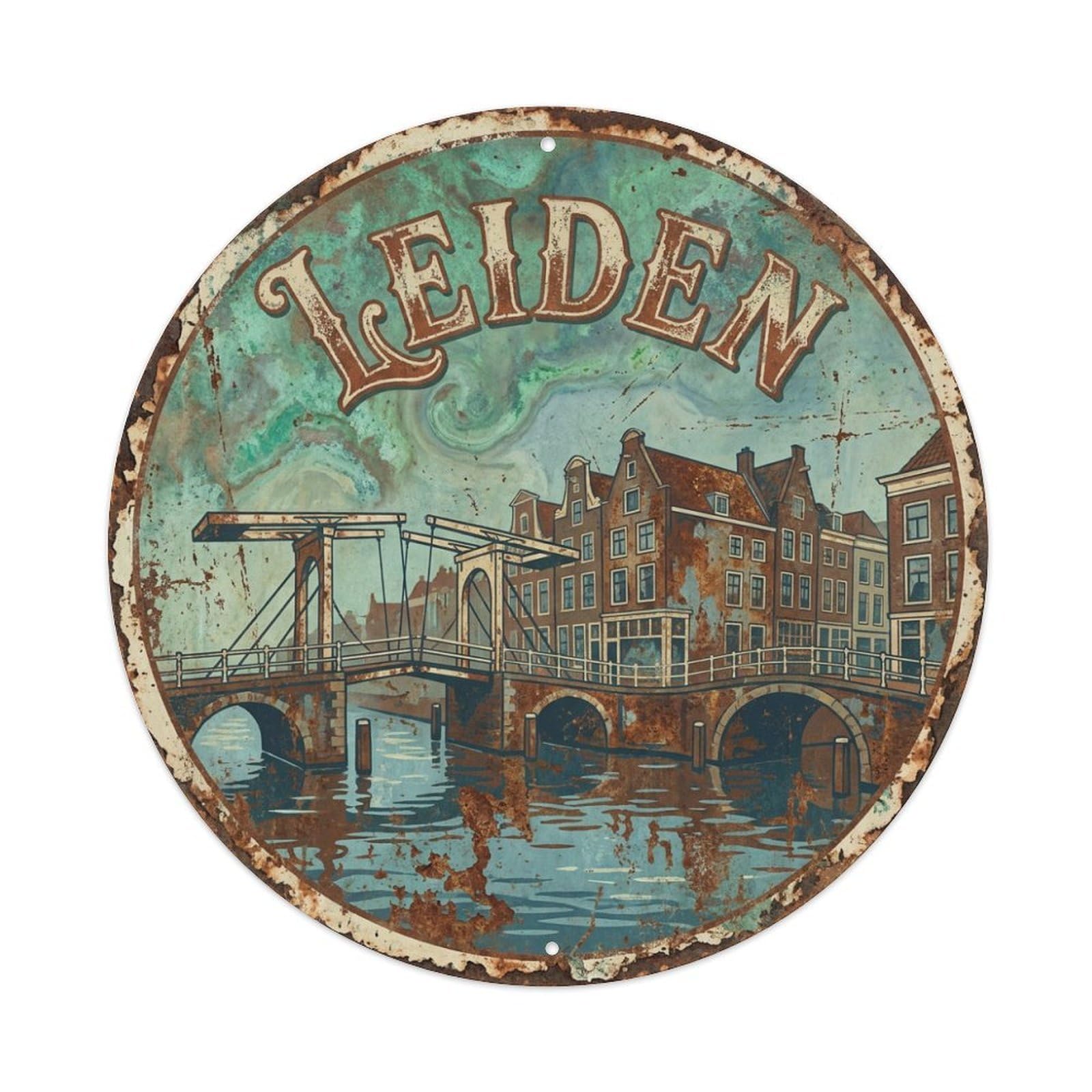 Metal Tin Sign Netherlands Vintage Travel Leiden