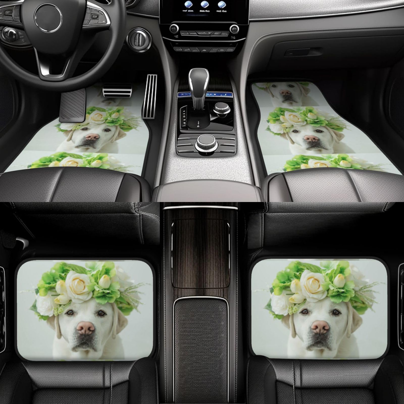 Lustiger Labrador-Welpe, 4er-Set Auto-Fußmatten, Neopren-Fußmatten für Fahrzeuge, rutschfeste Auto-Fußmatten, Autozubehör