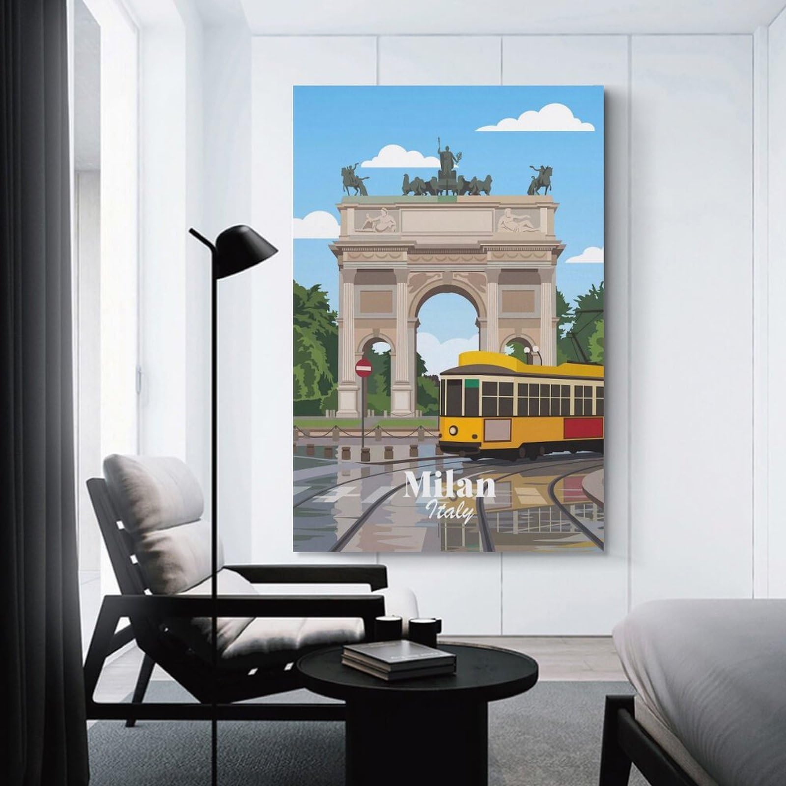 Junmoney Unframe-Style-2 Milan Italy Room Decor Wall Art 20X30inch(50X75cm), For Entrance Walls, Hall Decor Or Foyers, A Neat Decor Update For Hallways