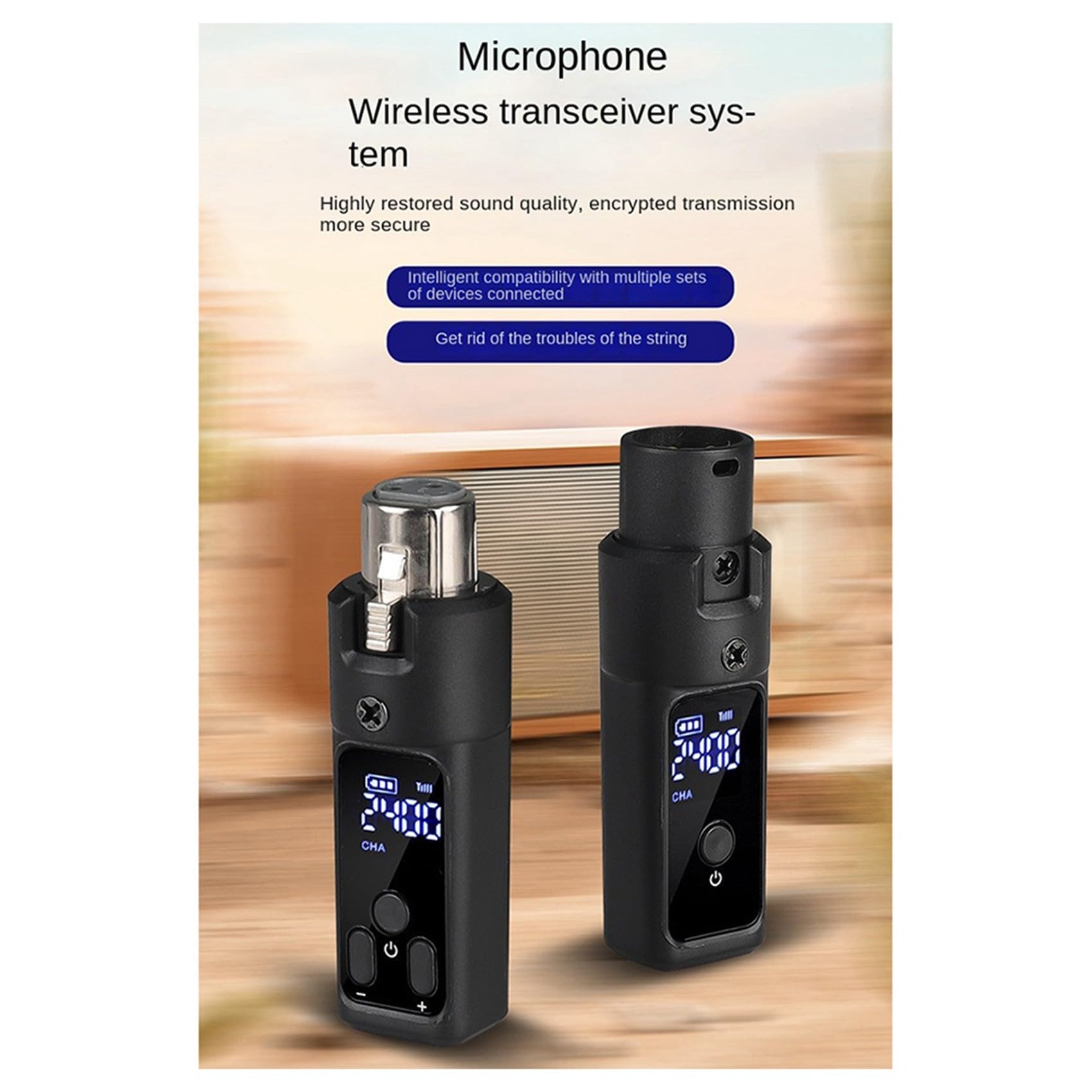 2 Set Adattatore XLR 2.4G Trasmettitore Ricevitore Microfono Wireless Adatto per Microfono Dinamico Chitarra Mixer Audio