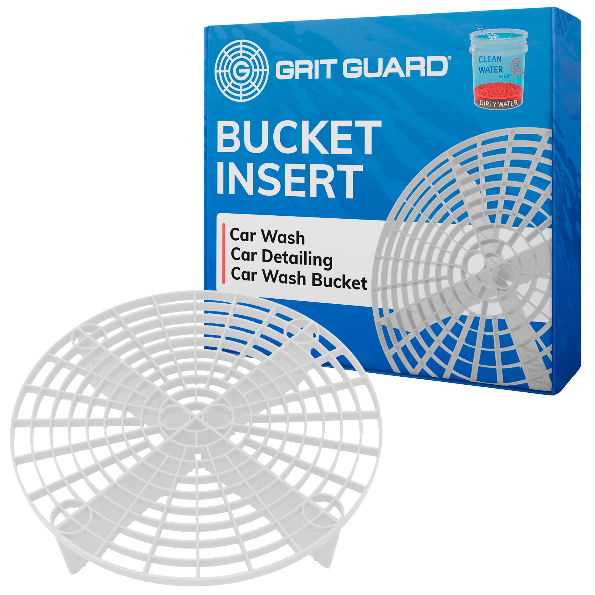 Grit Guard The Original White Bucket Insert - 10" Diameter Car Wash Bucket for Car Washing, Detailing Compatible with 3.5, 4, 5 and 6 Gallon Buckets -