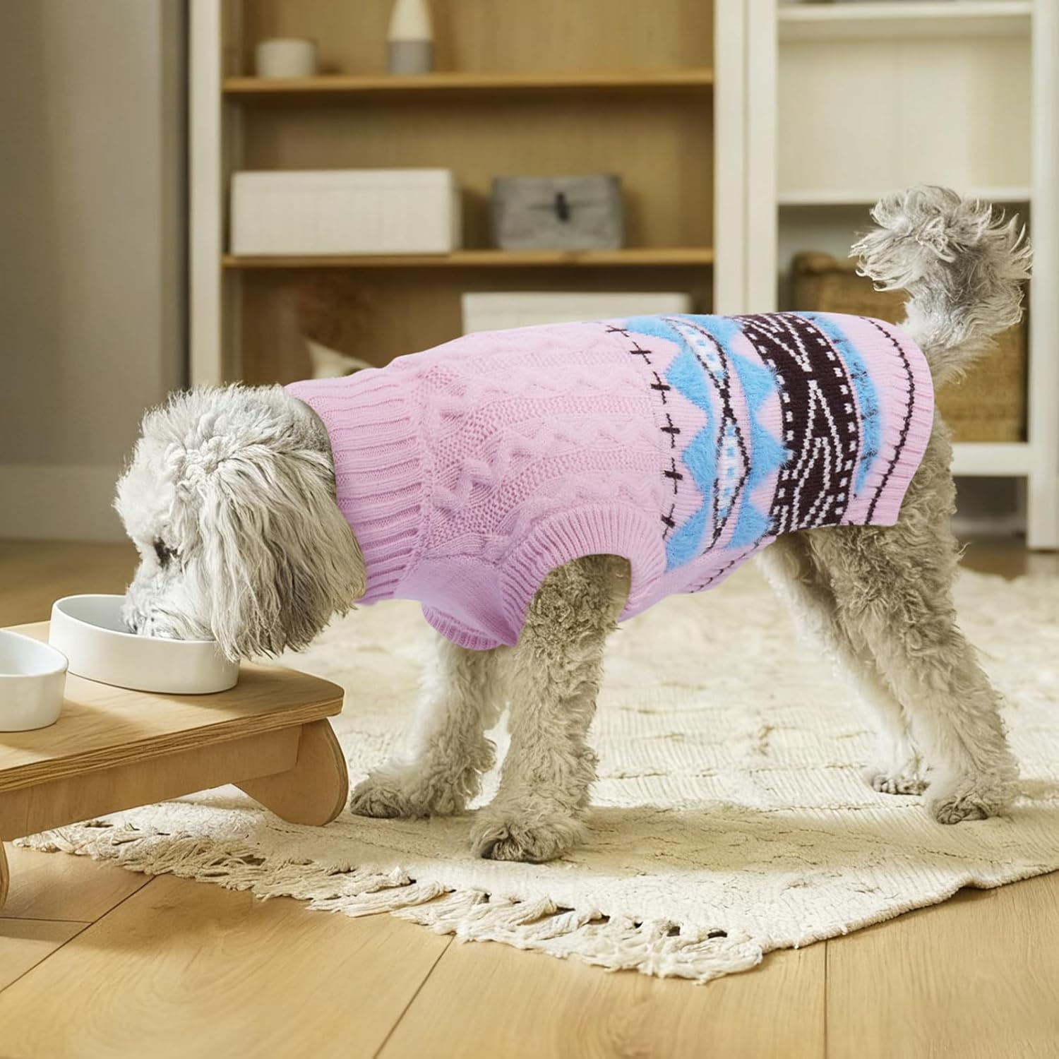 MIGOHI Warm Dachshund Sweater Soft Dog Sweater for Small Dogs | Wiener Dog Sweaters with Leash Hole Sleeveless Knitted Pullover Vest Winter Christmas Knitwear for Fall & Winter,Wiener,Pug,Pink,M