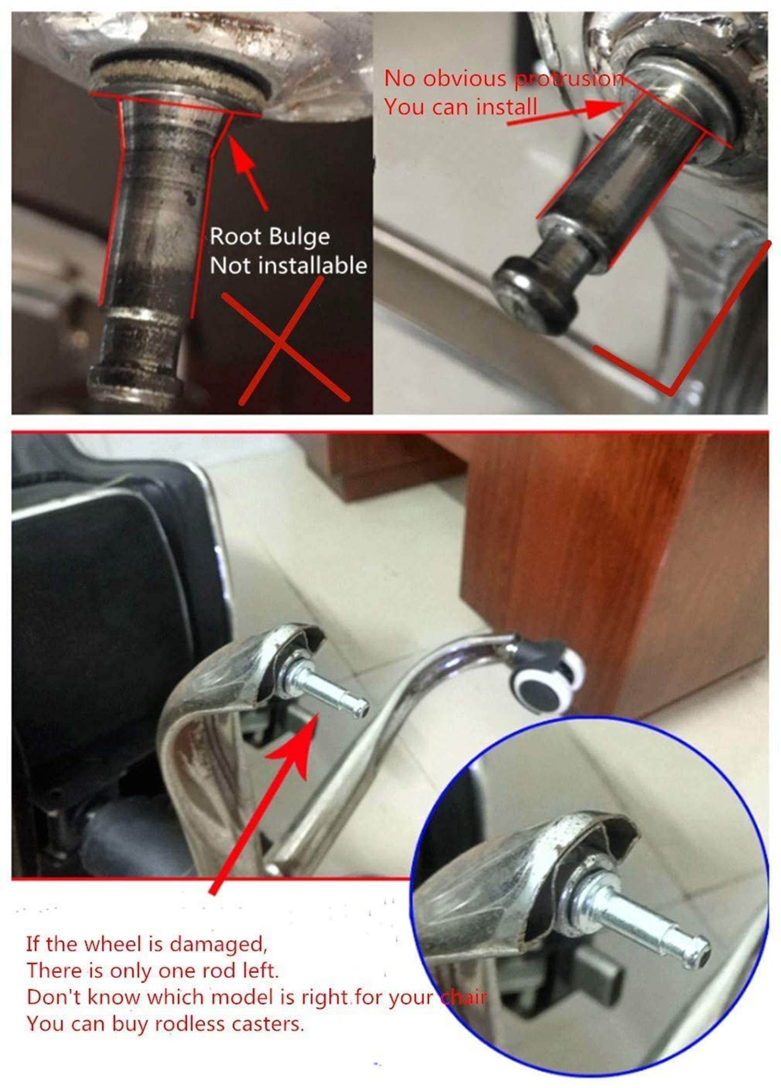 MroMax – Ruota Per Sedia Ufficio (filetto 8mm, Diametro 3,8cm). Sostituisci Le Rotelle Rotte In 1, 2 O 4 Pezzi! - 2