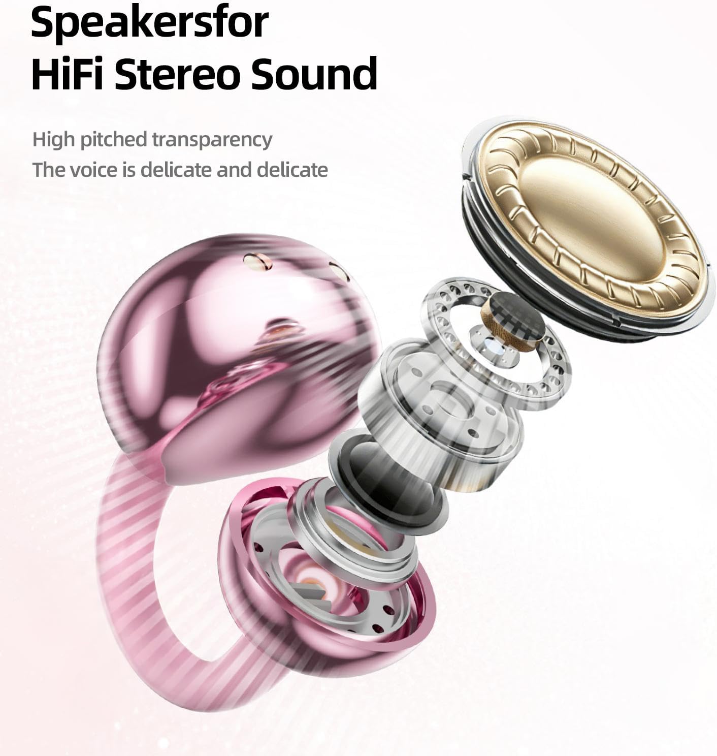 Wireless Earbuds with LED Makeup Mirror Case, Bluetooth 6.0 Open-Ear Clip-On Headphones, Air Conduction Earphones, Secure Fit, Low Latency, Lightweight for Travel, Work, Daily Use, Great Gift Choice