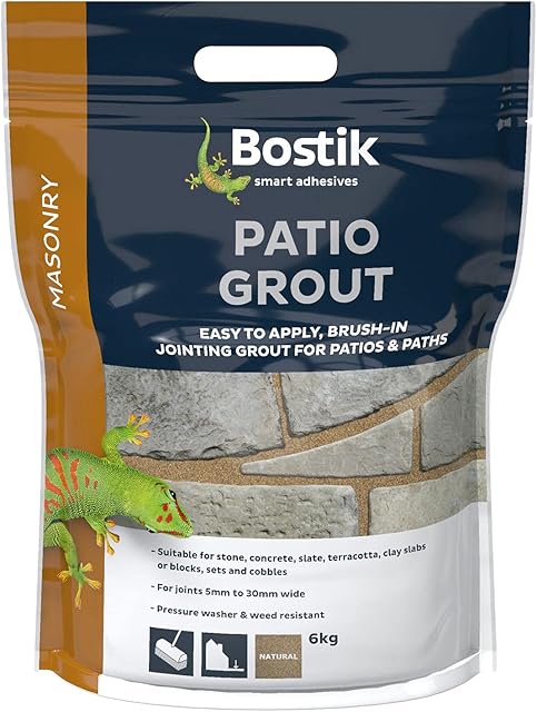 Bostik Patio Grout, Easy To Use, Alternative to Traditional Cement, For Filling and Sealing Joints, Colour: Natural, 6kg