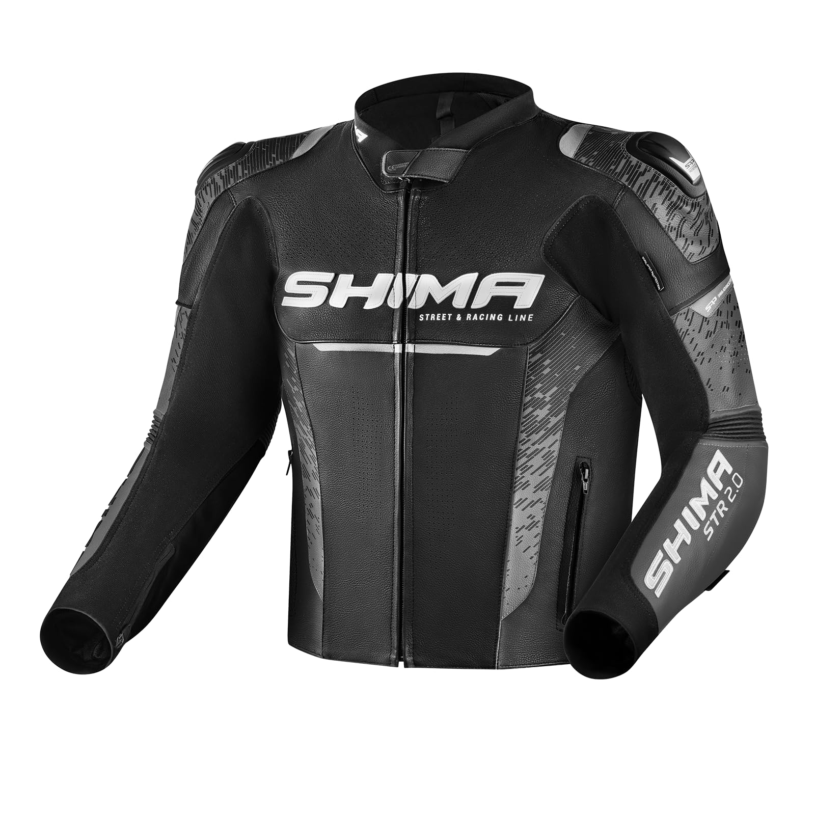 Shima Men's Black Str 2.0 Motorcycle Leather Jacket