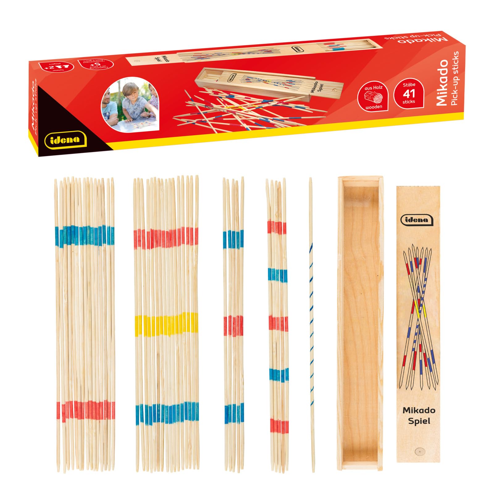 Idena 6060012 Mikado dans une boîte en bois, Multicolore