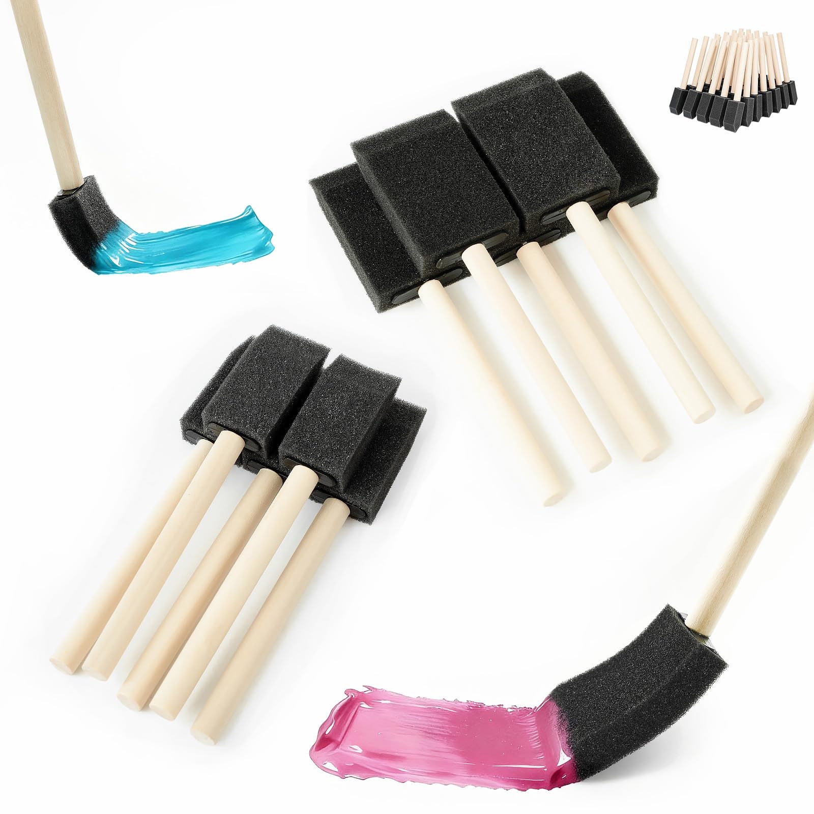 36 Pcs Foam Paint Brushes Set, 1"&amp;1.5", for Painting, Staining, Varnish