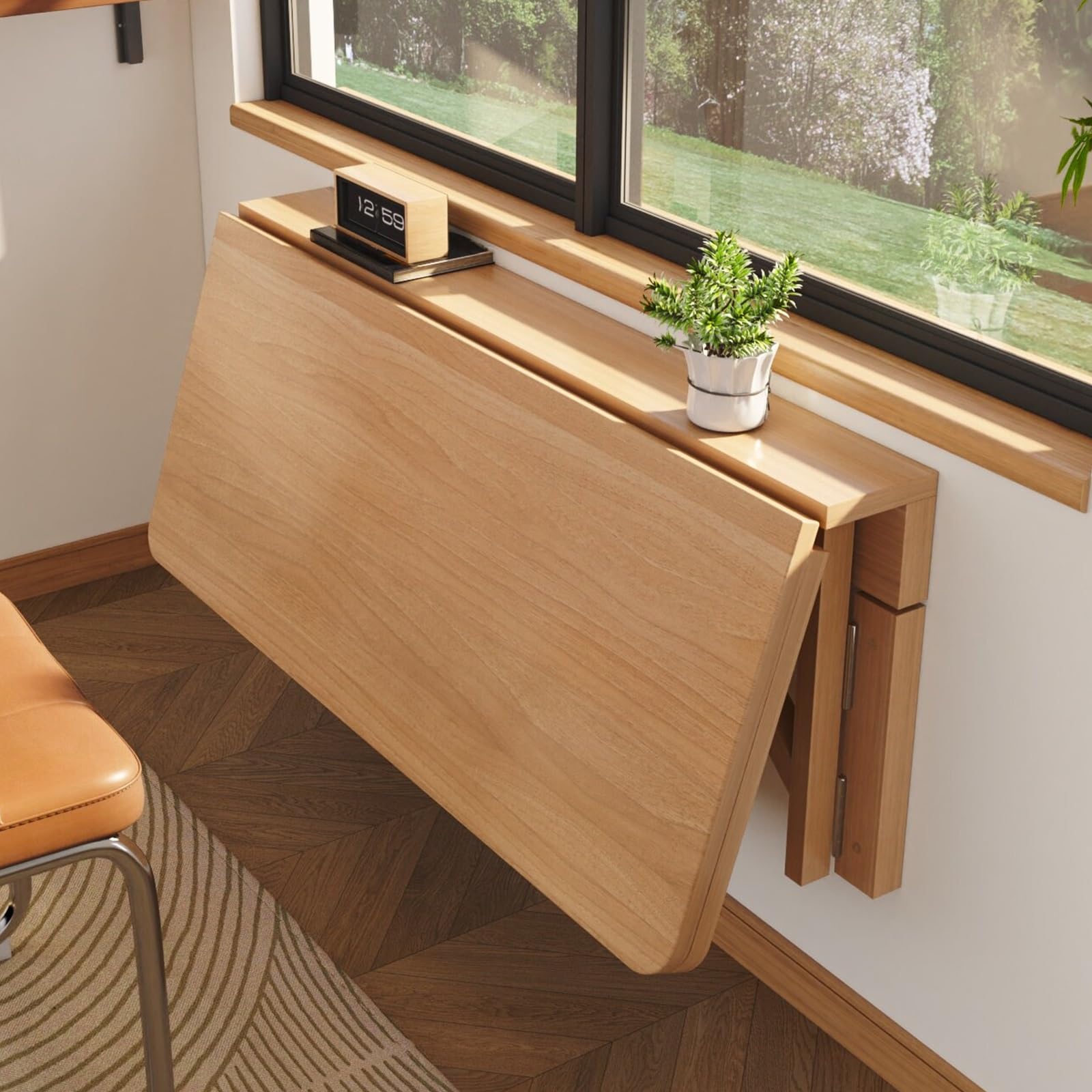 Klapptisch Wand aus Massivholz, Wandklapptisch für Kleine Räume, Wandtisch Esszimmer für Arbeitszimmer, Küche, Wohnmobil, Tragkraft: 50kg(60 * 45cm/24 * 18in)