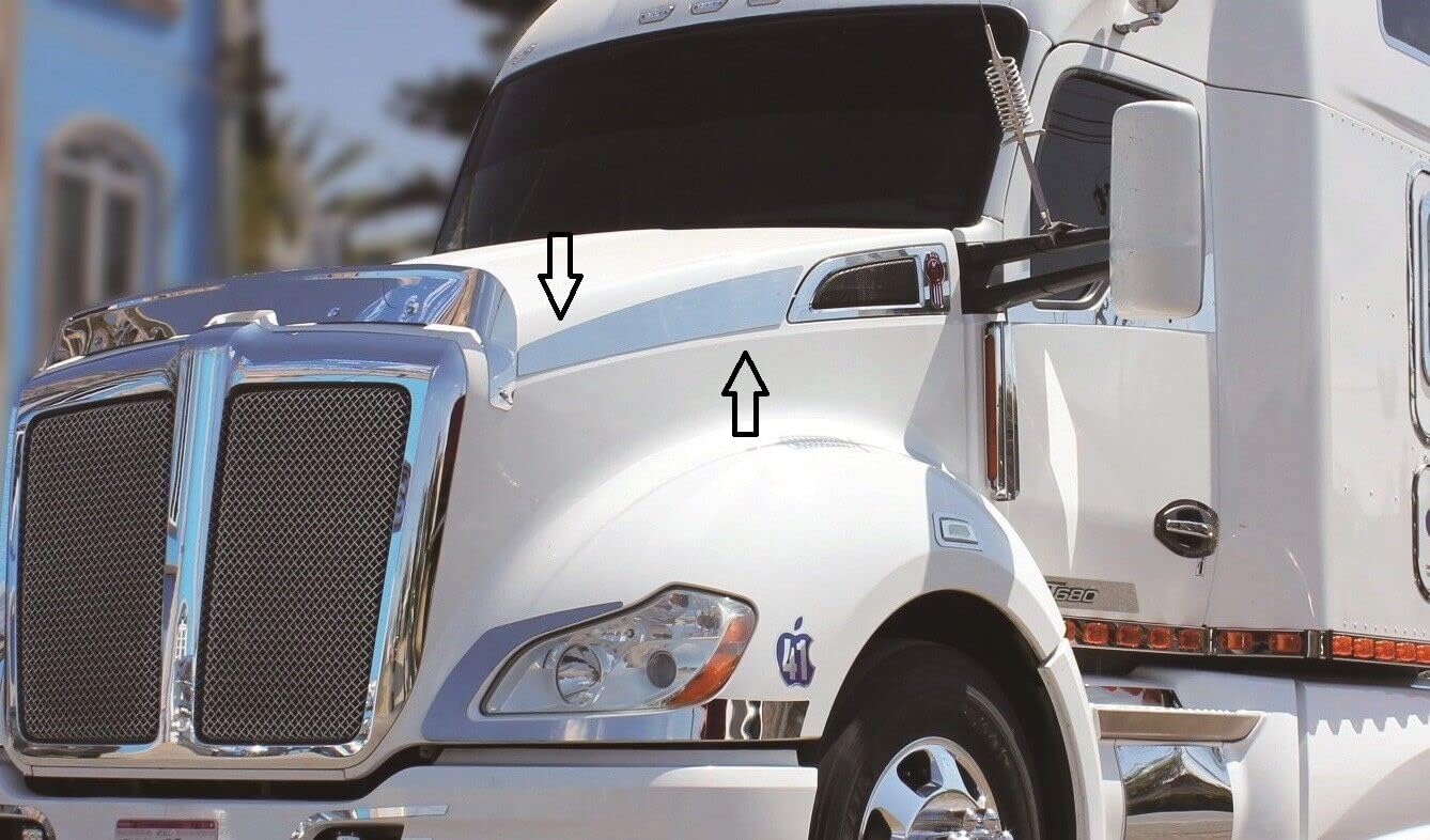 Stainless Steel Kenworth T680 Hood Side Trim Automotive