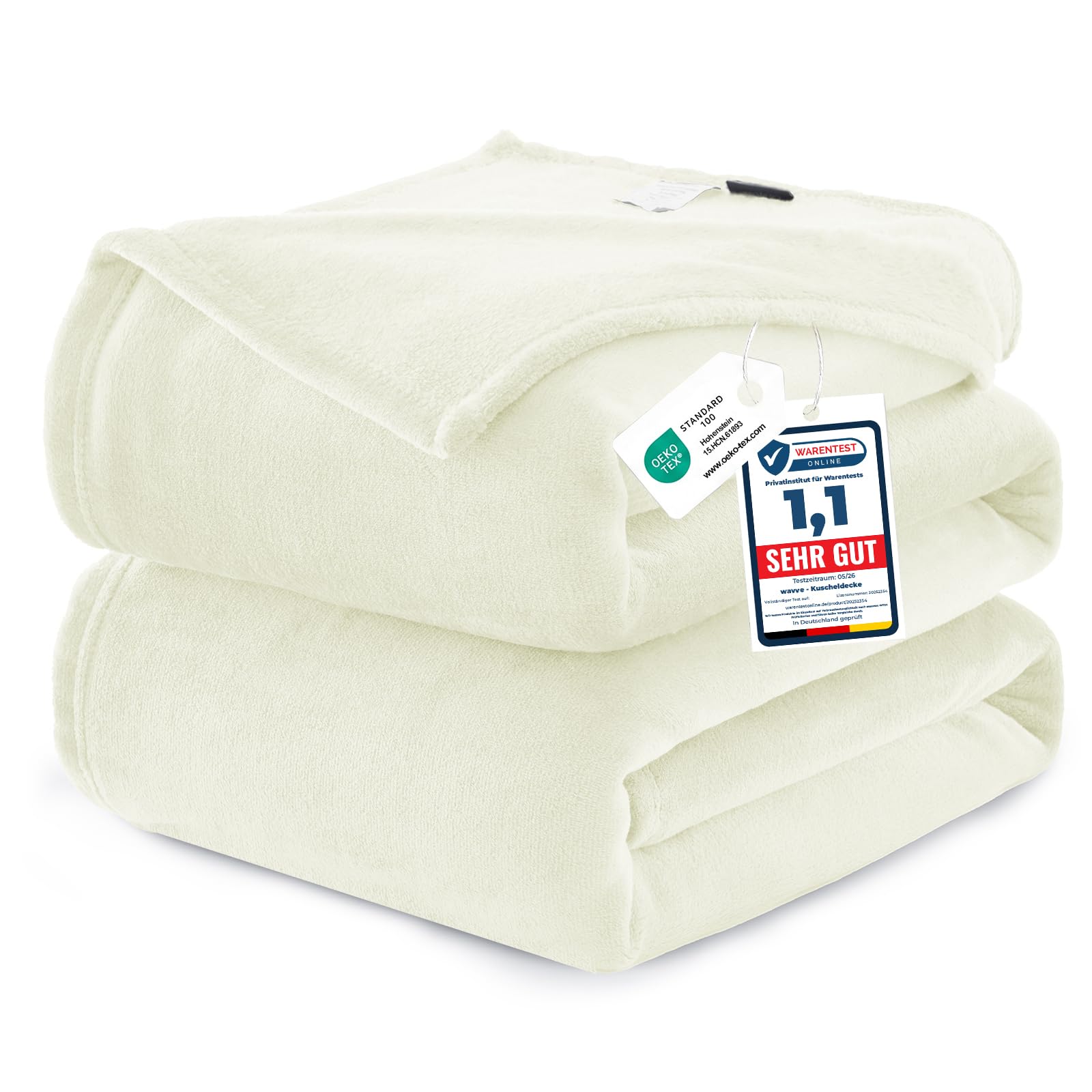Wavve Cream Fleece Blanket Queen Size Xl White 7Ft X 8Ft - Fluffy Soft Warm Versatile Large Throw Blanket For Bed/Sofa/Couch, 220X240 Cm