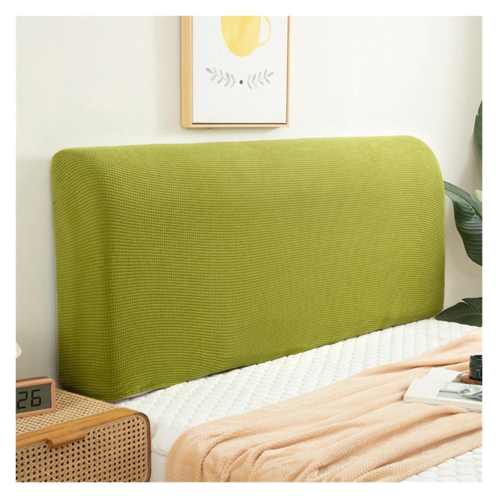 Bed Headboard Covers Headboard for Double Size Bed Head Cover Quilt King Bedhead Bedspread Linen Cotton Board Sheets Case on The Pillow Eyelash Couch for Beds, Bedroom and Hotel Furniture(Green,W120 x