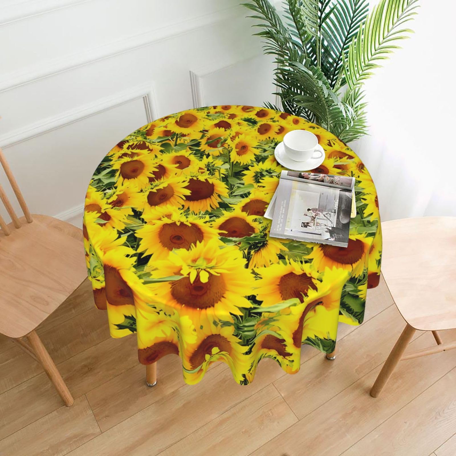 hhxvcv Beautiful Sunflower Round Tablecloth – Dining Table Cover