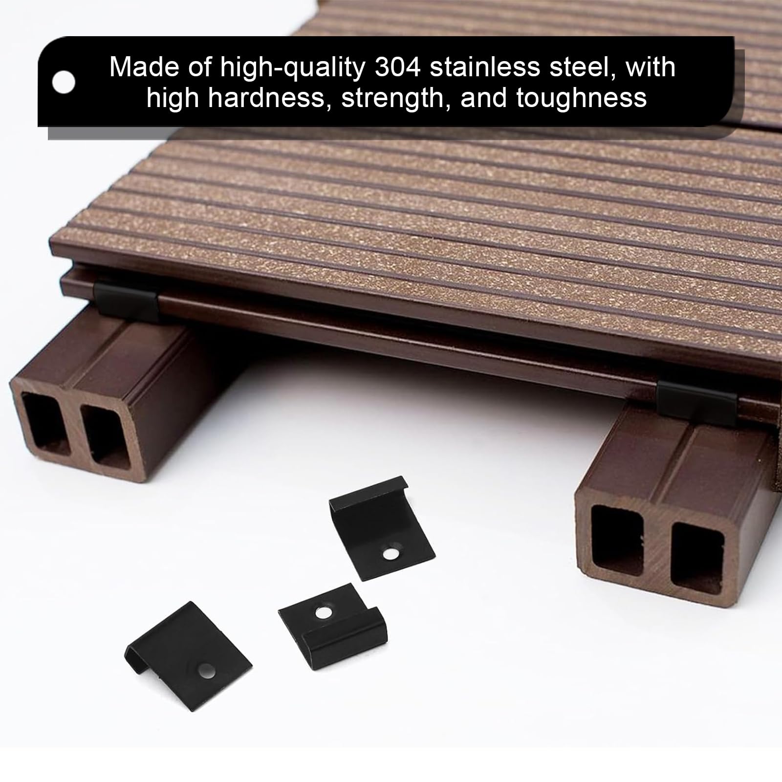 50 Piezas Clips de Fijación Ocultos para Tabla, Ranura de 8 mm Clip de Cubierta Compuestos, Acero Inoxidable 304 Clips de Fijación Para Terraza, Negro, con 50 Tornillos M4, para Jardín y Patio